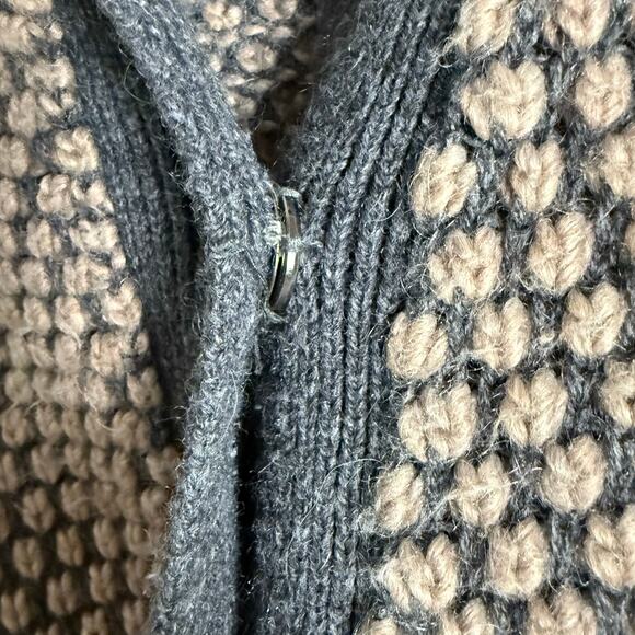 Antik Batik Chunky Knit Gray Tan Alpaca Wool Long Cardigan Sweater Size Medium - Picture 10 of 12